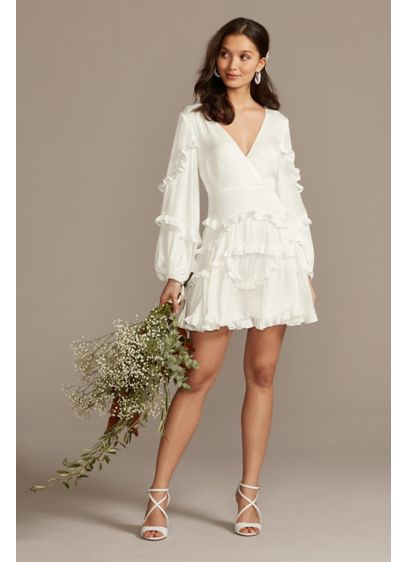 Charmeuse Ruffle Mini Dress with Back Tie - Perfect for any wedding event or a warm-weather
